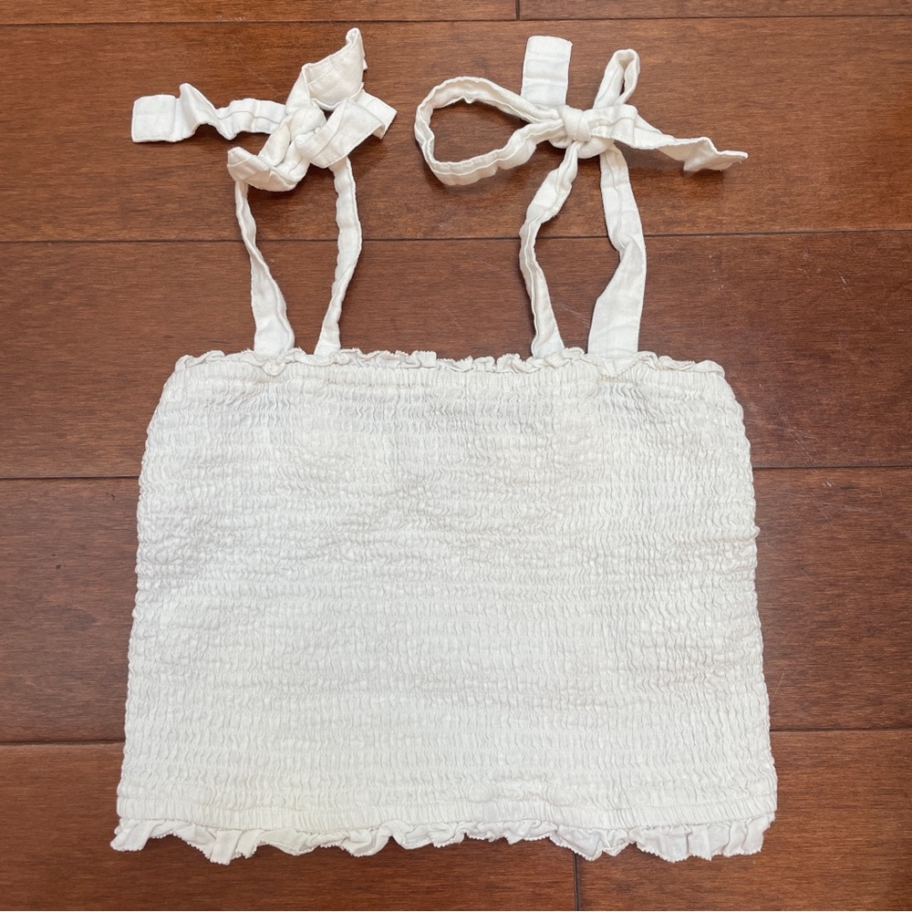 Abercrombie & Fitch White Smocked Tank Top